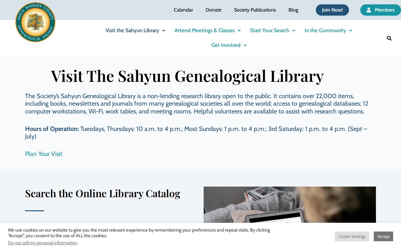 Santa Barbara city directory shelves at the Sahyun Genealogical Library