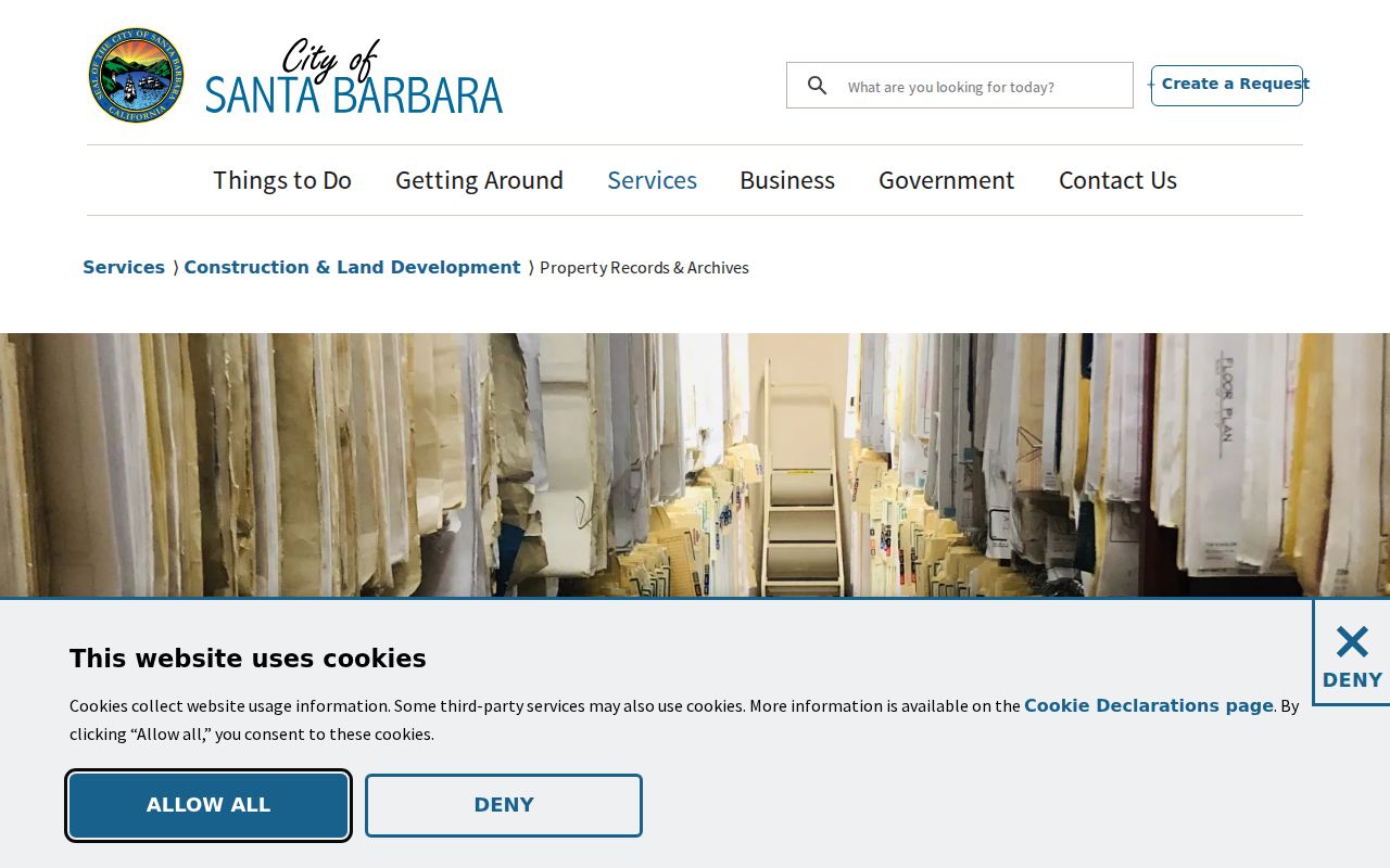Santa Barbara street directory view of property records and Street Files